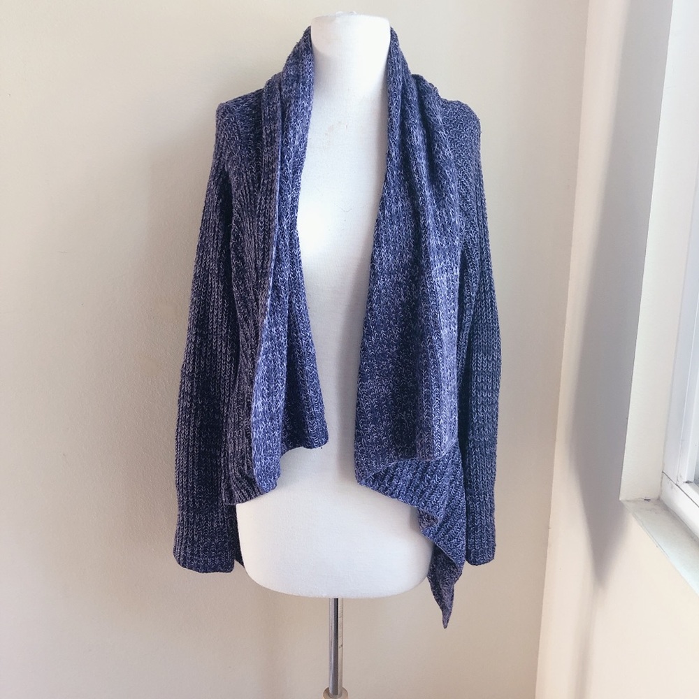Mudd High Low Shawl Cardigan in Purple